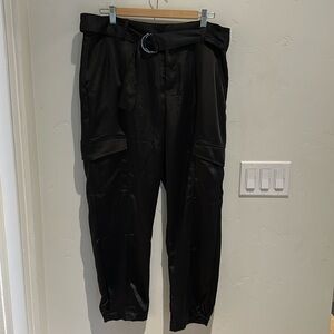 Sanctuary black satin cargo pants. Size 32